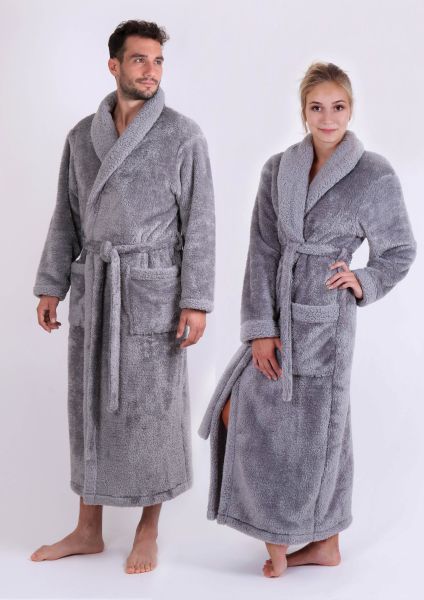 ALTA dlouhý unisex župan se šálovým límcem, Šedá, vel. S, galerie